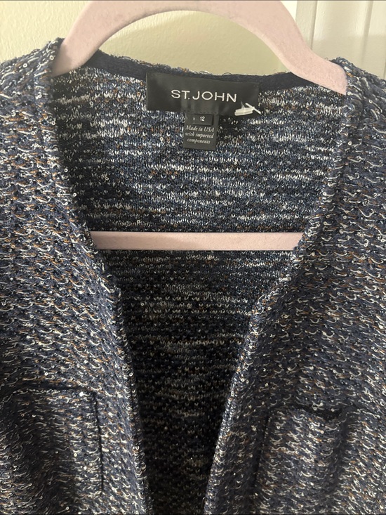 St. John Jackets & Blazers - St. John Black  Multicolor Metallic-Thread Open Front Knit Jacket